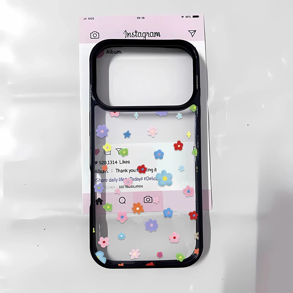 Flower Colorful Pattern Lovely Pretty Button Cover Slim Fit for iPhone Cool 17 14 Pro Max 12 16 13 15 Plus 11 Air Phone Case