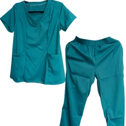 S-3XL 4Colors Stretch Quick Drying Medical Uniform Breathable Scrubs Doctor Nursing Work V-neck Top Drawstring Pants Scrubs Suit