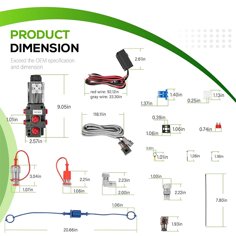 Hydraulic Multiplier Selector Diverter Solenoid Valve w/Switch & Ag Coupler Kit, 24 GPM Flow, 3625 Max PSI, 12v DC, 6 Ports
