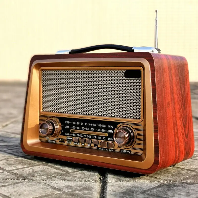 Retro Radio przenośne bezprzewodowy Bluetooth kompatybilny głośnik HIFI Stereo AM/odbiornik radiowy FM odtwarzacz MP3 karta USB TF Caixa De Som