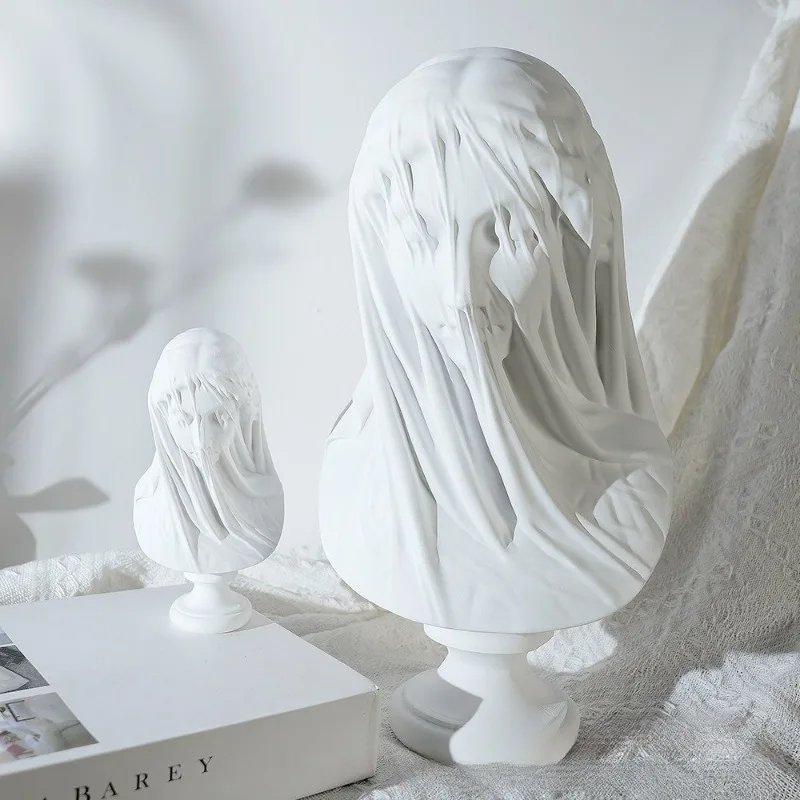 Greek Goddess Statue, Half Body of Veiled Lady, Roman Mythology Gift Girl Sculpture, Home Living Room Desk Decoration