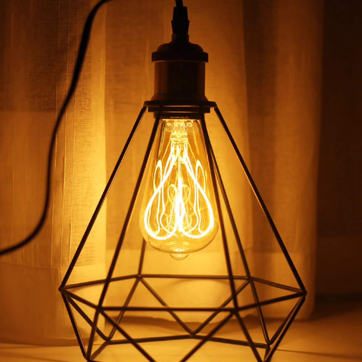 

1Pcs Rustic Iron Art Lampshade Black Vintage Industrial Style Deformed Decorative Chandelier Light Cage Guard Iron Art Lampshade