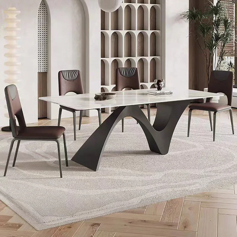 Italian Light Luxury Special-Shaped Creative Rock Slab Dining Table Kitchen Dining Combination Furniture