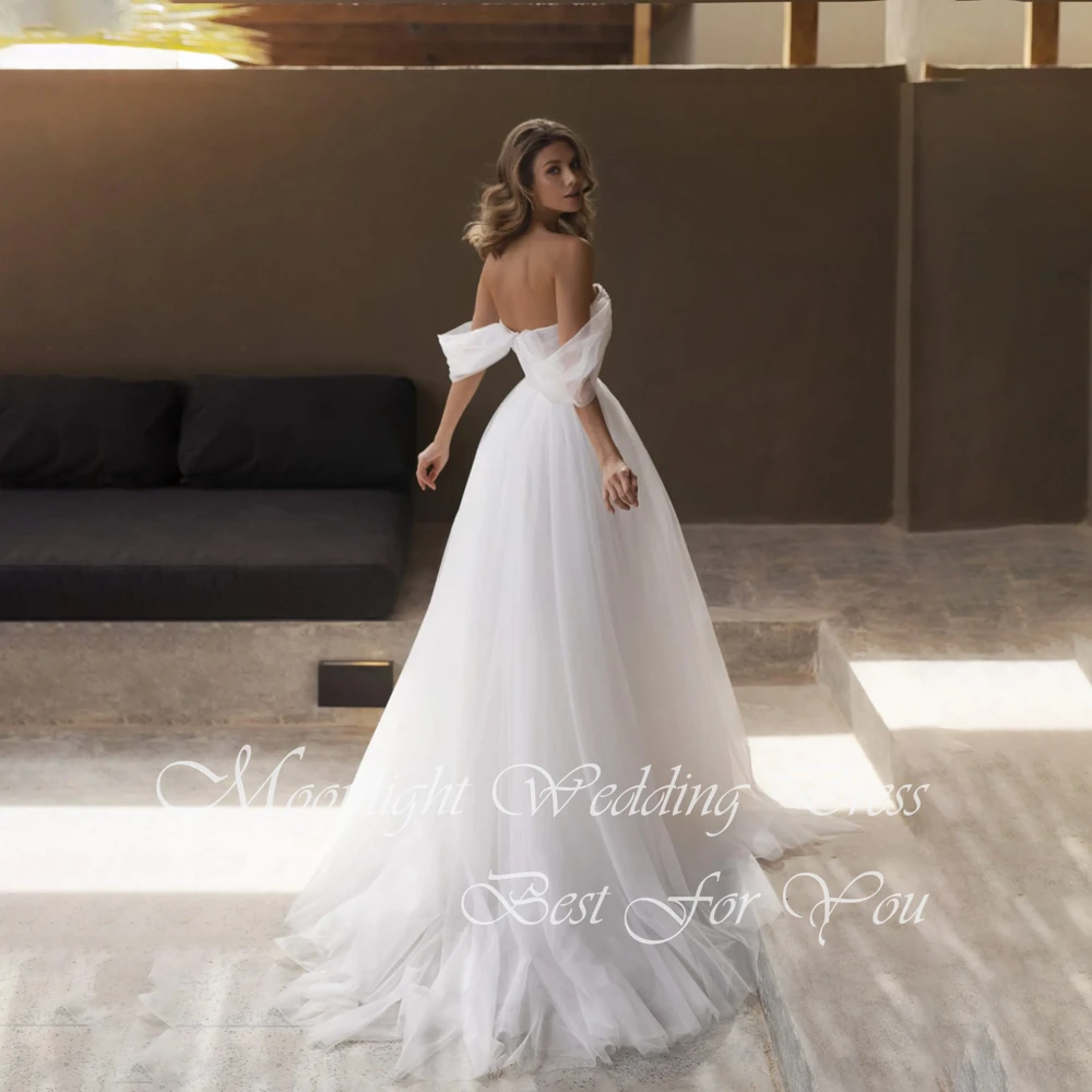Elegant Beading Pleat Sweetheat A-Line Wedding Dress 2026 Off The Shoulder Open Back Bridal Gown Vestidos De Novia Customized