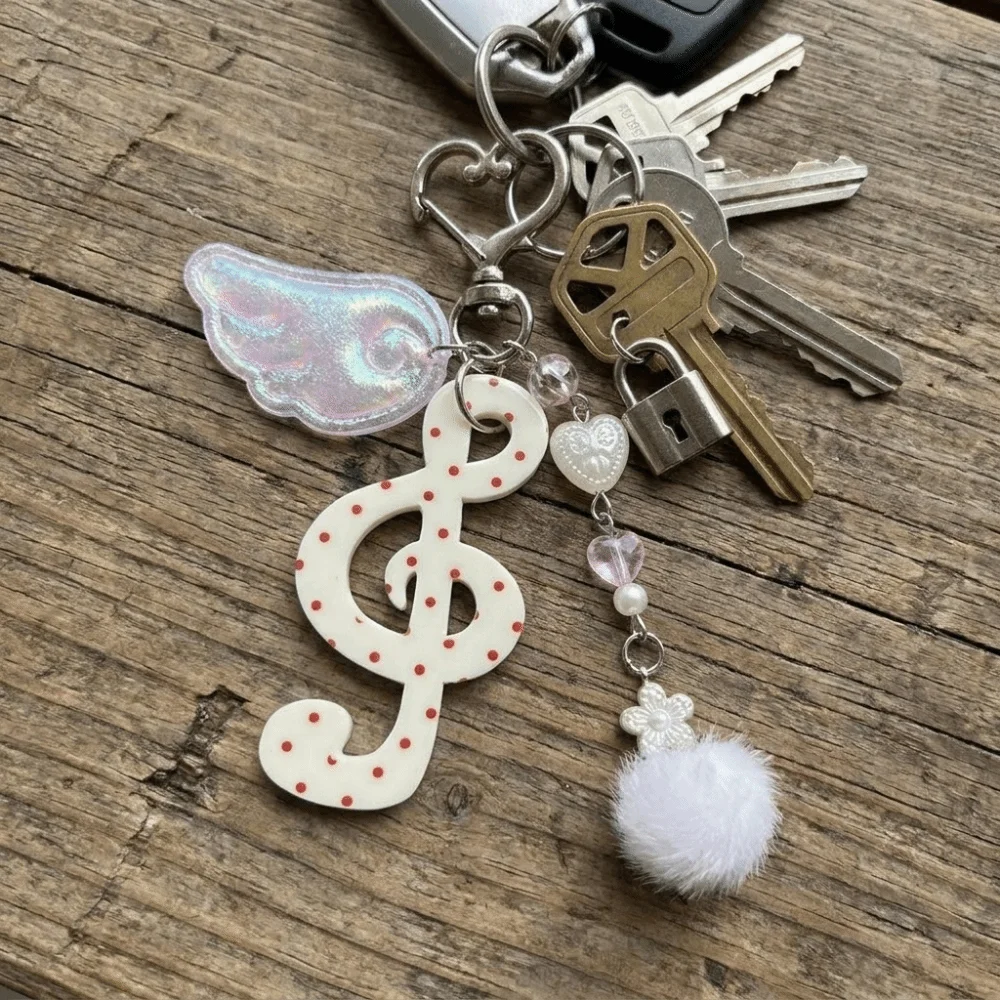 Acrylic Material Music Note Keychain Polka Dot Pattern Stripe Pattern Ita Bag Charm Star Shape Creative Cartoon Key Holder