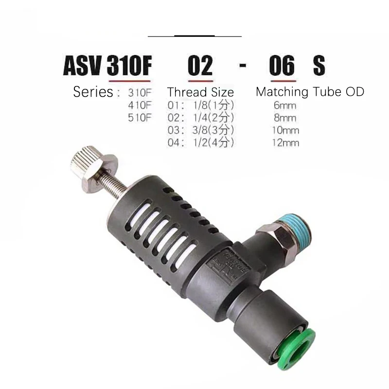 1PCS Quick Coupling Of Exhaust Valve With Throttling Muffler ASV310F ASV410F ASV510F-01-02-03-04-06S-08S-10S-12S