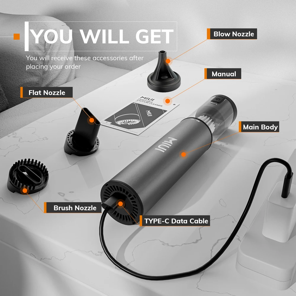 Aspirapolvere per laptop senza fili Aspirapolvere per auto portatile ricaricabile tramite USB Mini & Cool Model-X