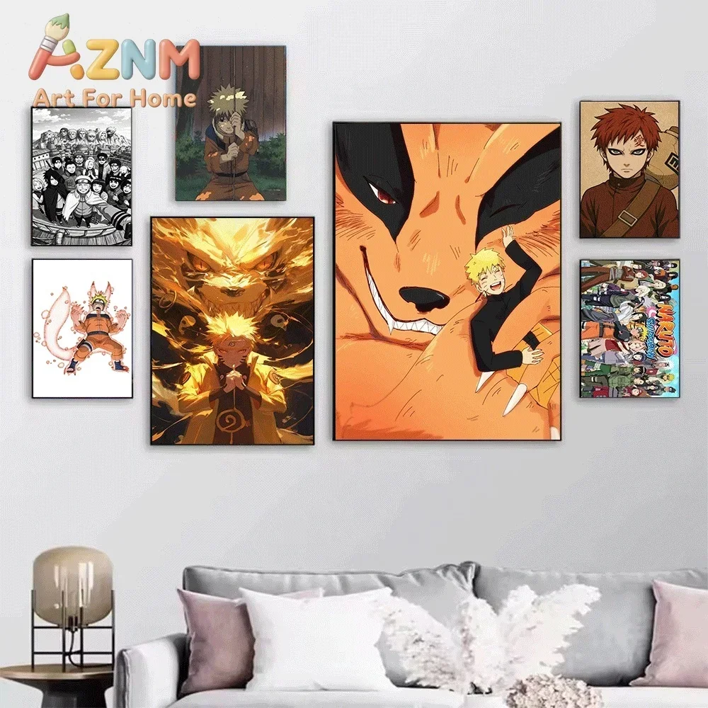 Anime Naruto Canvas Wall Art Naruto Kurama Chakra Mode Rasengan Poster Unframed Canvas Painting Bedroom Living Room Home Wall