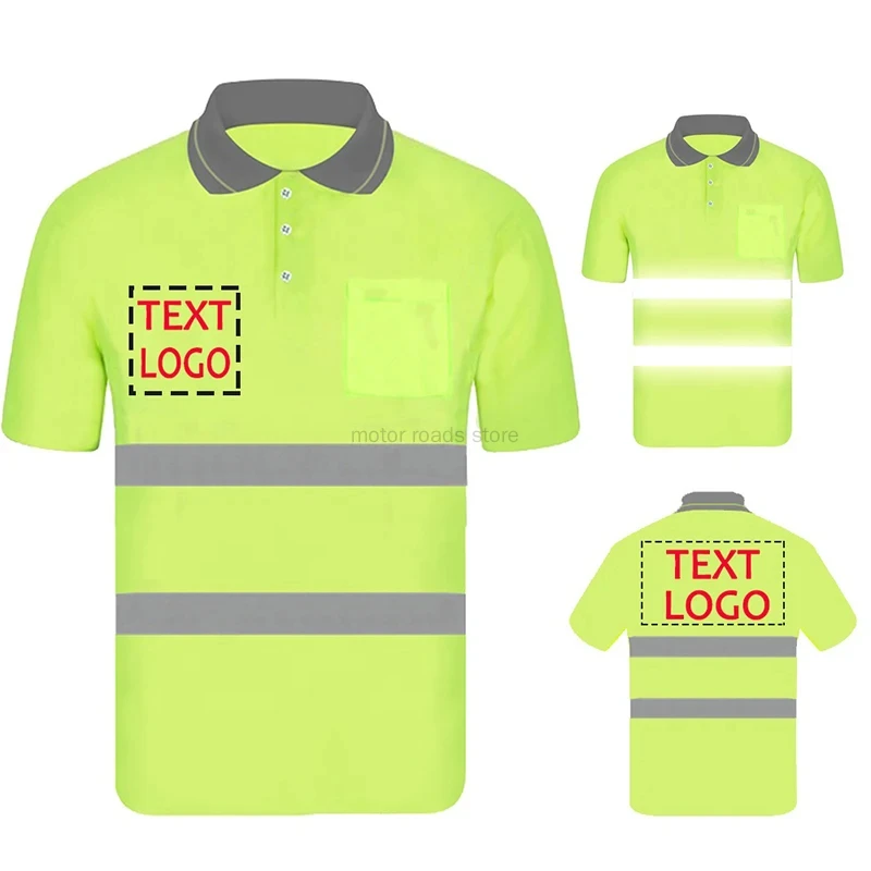 Safety Polo Shirt Custom Logo Work Uniform Motorcycle Cycling Sports Outdoor Reflective Clothing