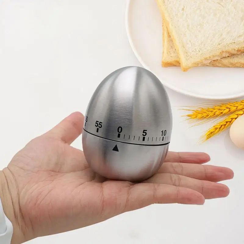 Stainless Steel Egg Timer Mechanical Kitchen Timer For Cooking Shower Supplies Stainless Steel Egg Clock Stopwatch Cooking Timer