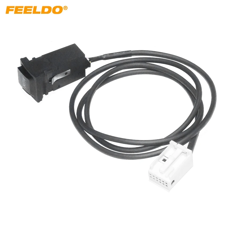 

FEELDO Car Audio AUX Cable Plug With Switch For Volkswagen Golf6 Tiguan Skoda Octavia RCD510 300+ 310/210 #HQ2009