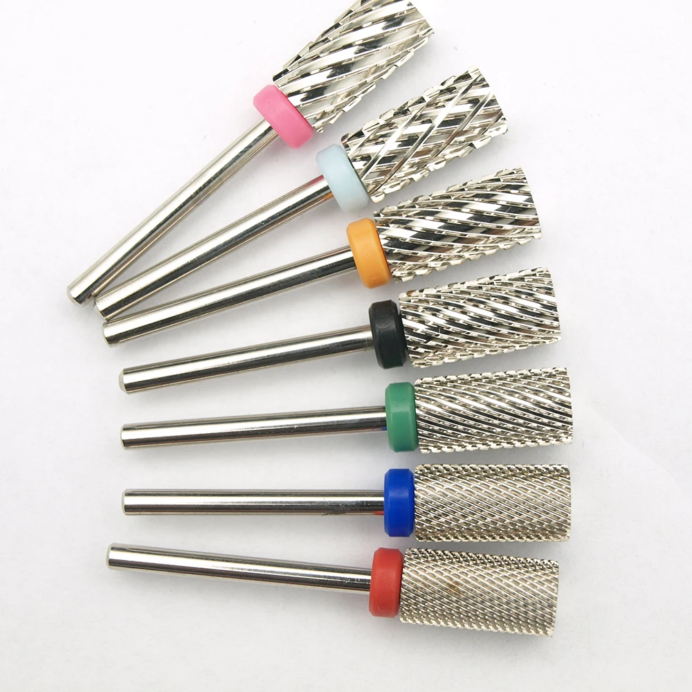 6.6mm Large Round Flat-Top Barrel Silver Tungsten Carbide Nail Drill Bit for Electric File Manicure Pedicure