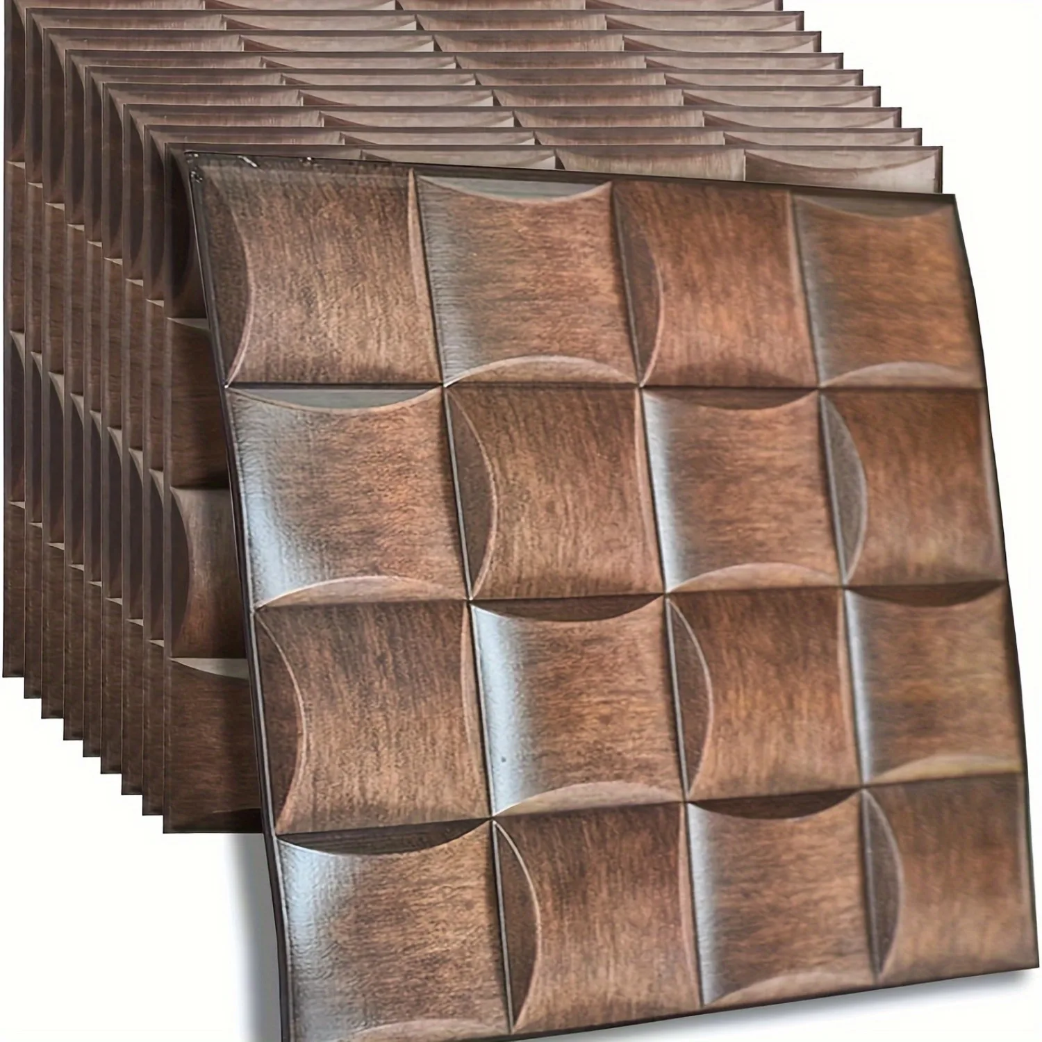 10/20 Pieces of Self-Adhesive 3D Brown Wallpaper - Masonry Wood Grain Style Self-Adhesive Wall Panels, Waterproof Removable Wall Tiles for Living Room, Bedroom, Kitchen, Bathroom, Hotel, Office - Simple Installation