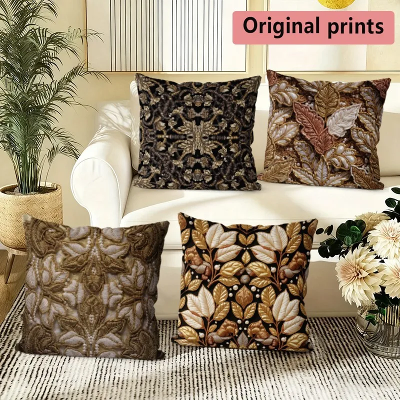Vintage Luxury Botanic Throw Pillow Covers Pattern Cushion Cover Suitable for Sofa Bedroom Car Pillow Cover
