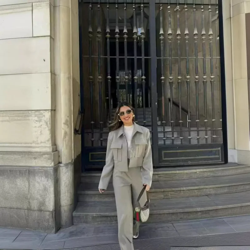 

Trendy New European and American Styles2025Spring New Women's Short Coat and Long Pants Set