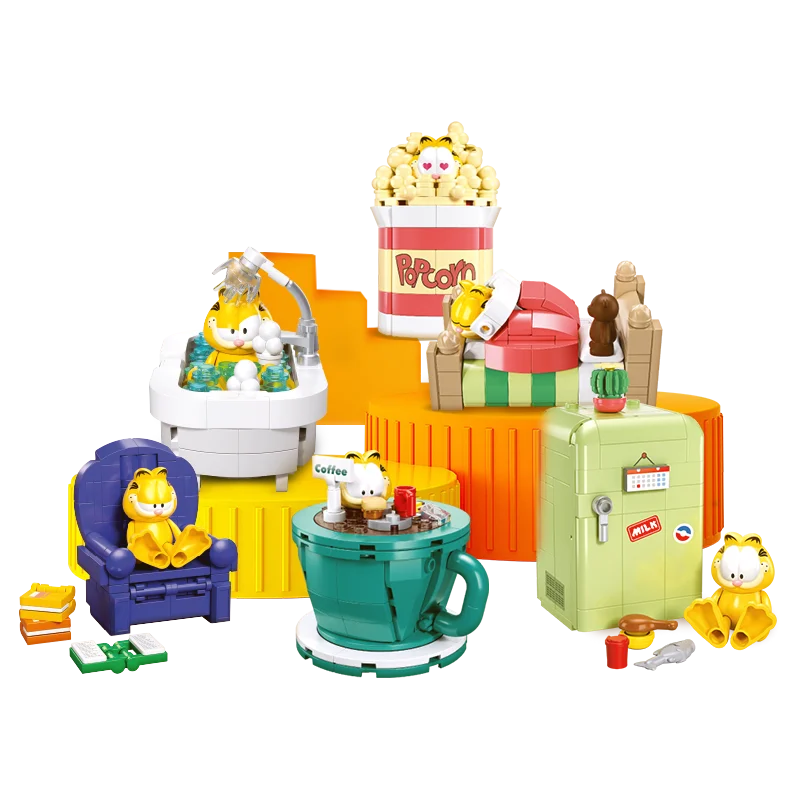 SLUBAN Classic Comic Garfield Model Odie Pooky Cat Building Blocks Anime Movies Sets Dolls Brick Assemble Childrens Toys Gifts