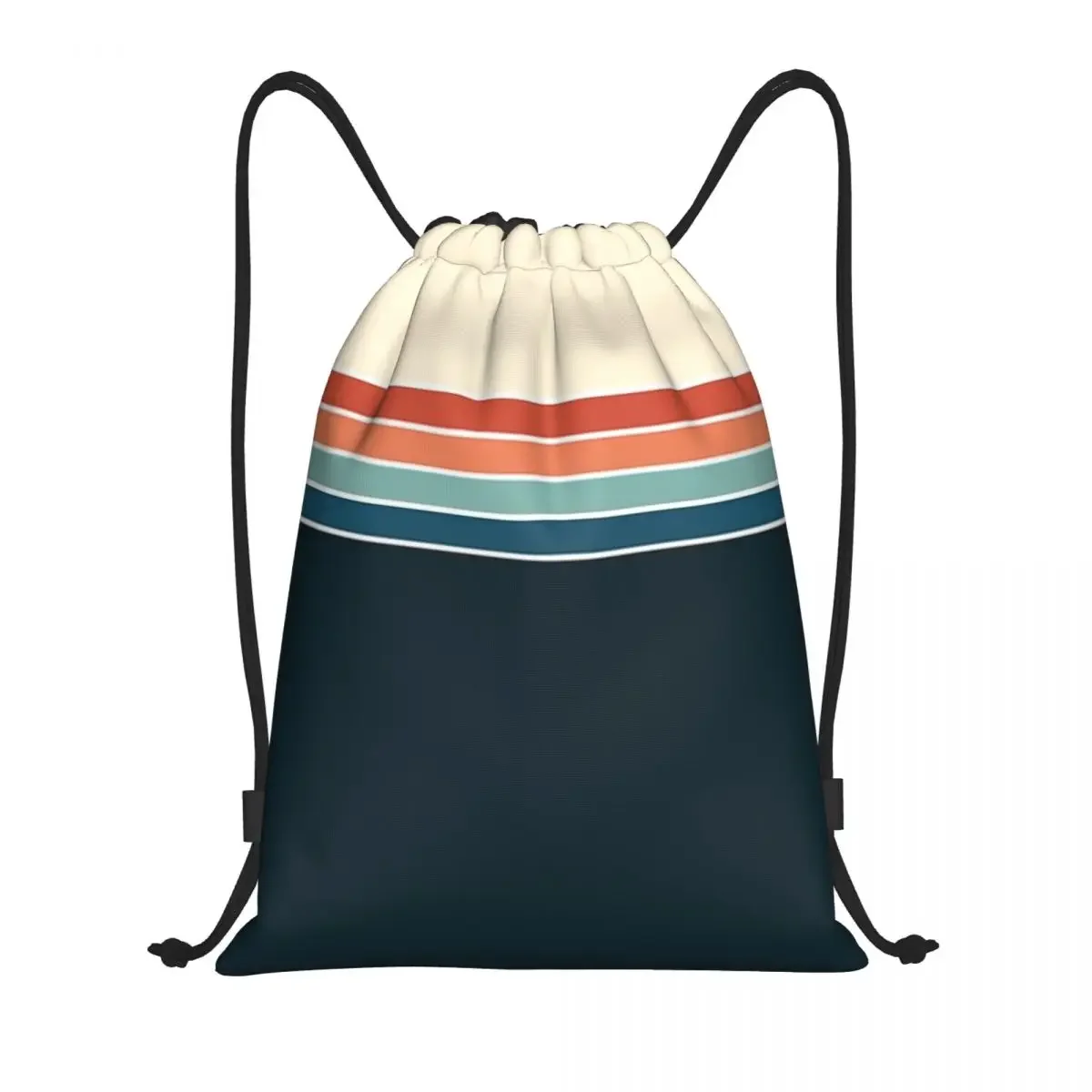 70s Vintage Retro Stripes Drawstring bag Storage Portable Handbags Grocery Shopping Shoulder bags foldable Travel Bag