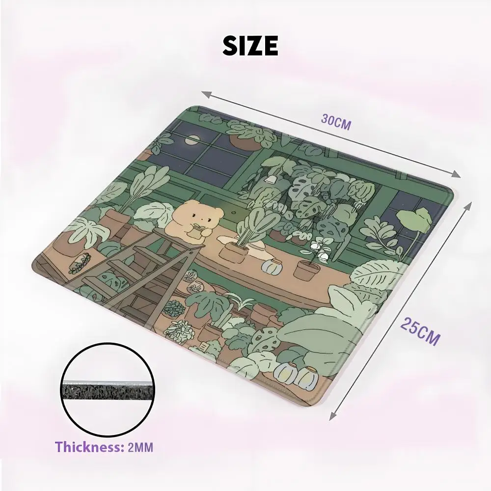 Green Plant Cute Cat  Mouse Pad SKY Small Desk Pad Mouse Boy Gift for Play games Keyboard Wireless Desktop Computer Coasters