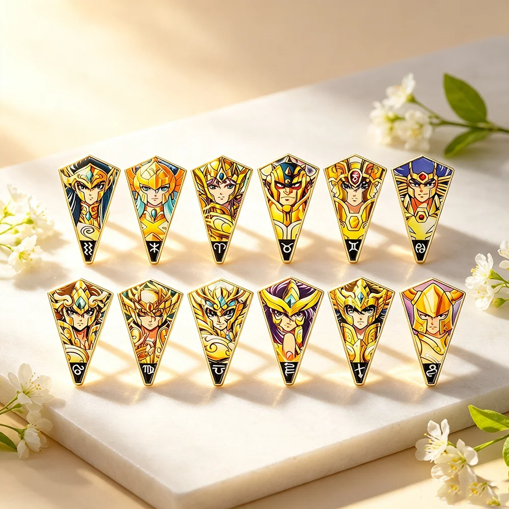12 Zodiac Japan Comic Novel Enamel Pin Lapel Pins for Backpacks Badges Cool Man Brooch for Clothes Jewelry Gifts for Friends