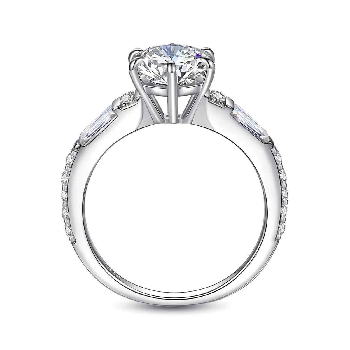  2CT Eheringe für Damen, 925 Sterling Silber, runder Schliff, Moissanit-Verlobungsring, luxuriöser Brautschmuck – Detail 9