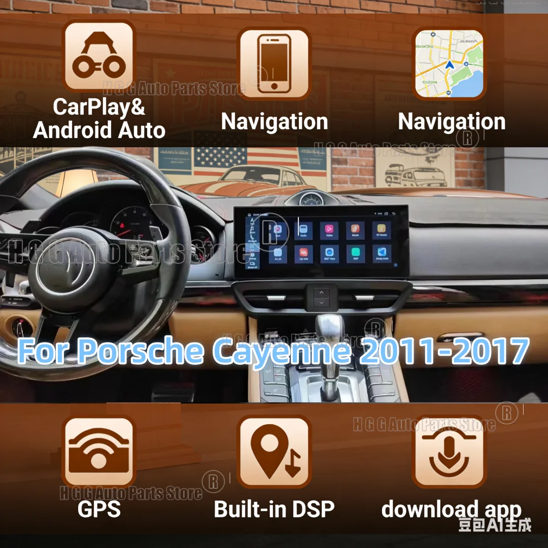 12.3inch Car Multimedia Video Player For Porsche Cayenne 2011-2017 Carplay GPS Navigation Android13 Radio stereo 8+128G 4G Auto