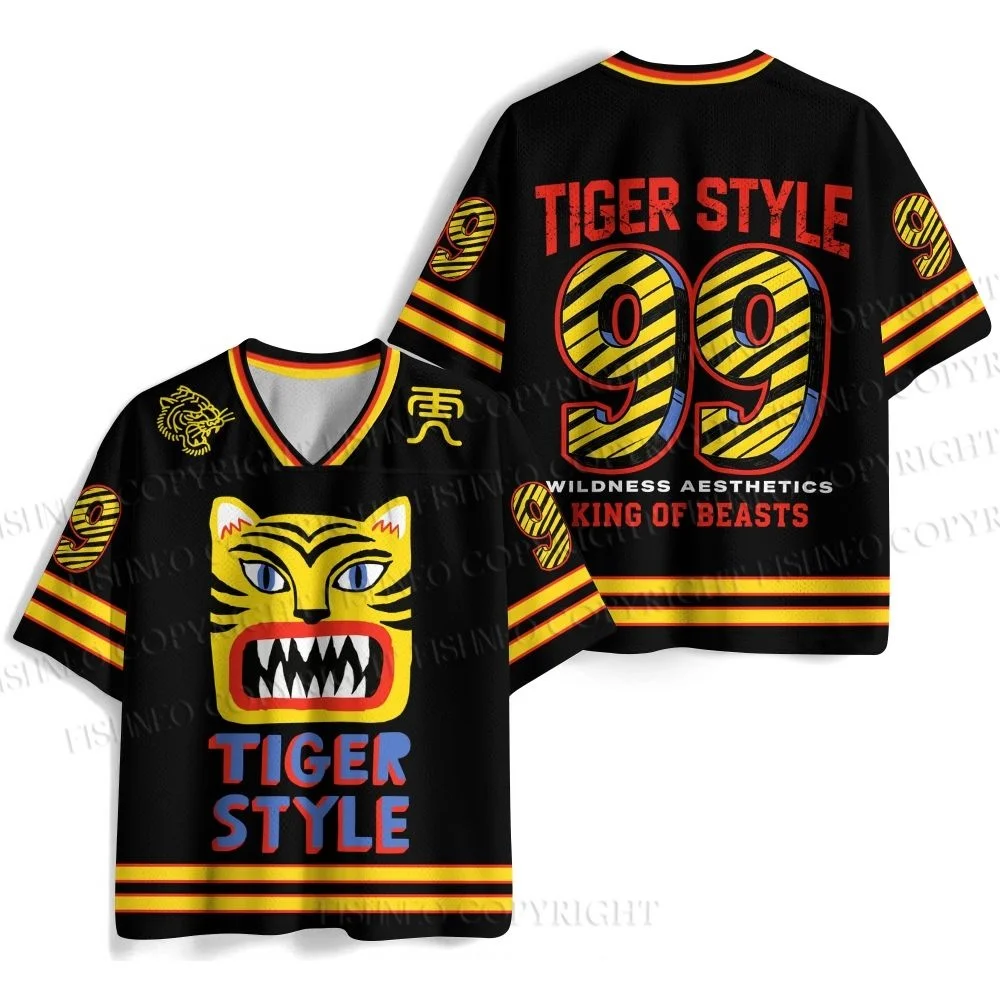 2026 Hot Selling Tiger Style King Of Beasts Art Trend V-neck T-shirt Men's/Women All Season Casual Outdoor Sports Quick Drying T