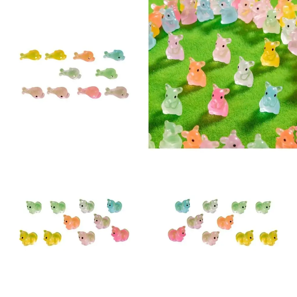 

G6KF 10pcs Glow Small Mouse Figurines Resin Animal Statues for Decors