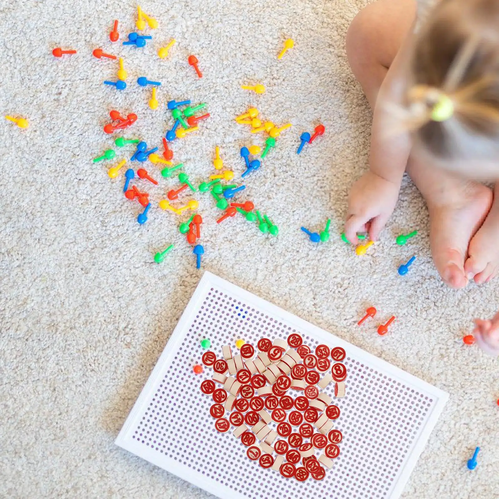 90pcs Wooden Number Pieces Red Round Double Sided Tokens Logical Toys Board Games Family Gathering Math Play