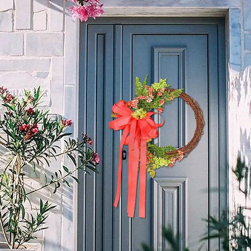 Artificial Wreaths For Front Door Rustic Wreath With Bow Ribbon Creative Wreath With Dead Branches For Wall Window Farmhouse