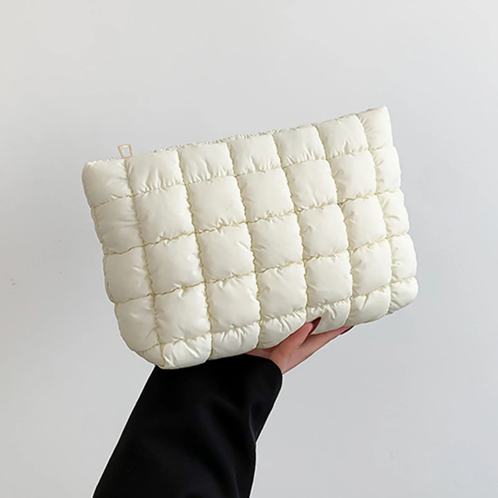 Organizing Makeup Bag Pleated for Travel Women's Cosmetic Pouch Wrinkle Texture Clutch Handbag Daily Carry Essentials Bag