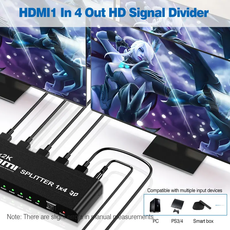 Imagem -04 - Distribuidor de Sinal Hdmi1 em Saídas Distribuia Entrada Hdmi para Saídas Hdmi Mesmo Tempo Entrada com Suporte para Computador Ps3 Tela hd