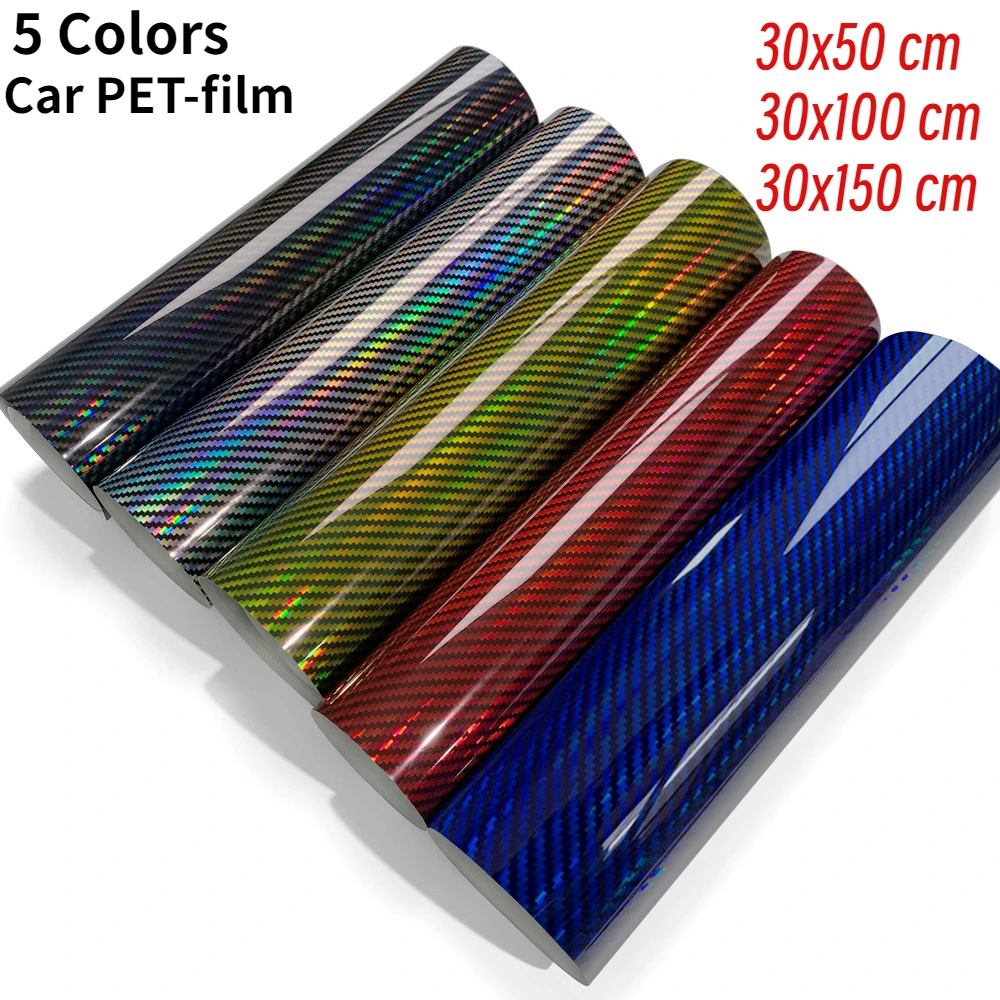 

PET9d Car Colorful Laser Rainbow Carbon Fiber Center Controls Interior Sticker Car Rearview Mirror Full Body Color Change Film