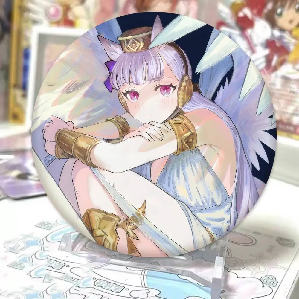 سفينة ذهبية أنيمي Umamusume PrettyDerby شارات رائعة رائعة أنيمي شارة ليزر مستديرة الكرتون بروش الملابس ظهره الملحقات