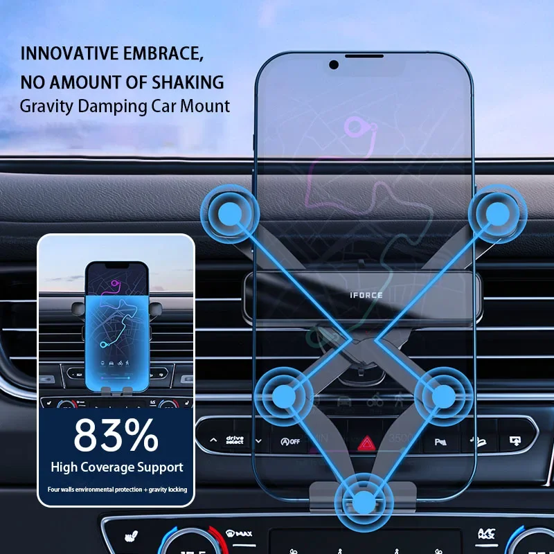 G6 Gravity Car Phone Holder Mobile Phone Fold Stand Air Vent Clip Smartphone GPS Support For iPhone 15 Pro Max 14 13 12 Samsung