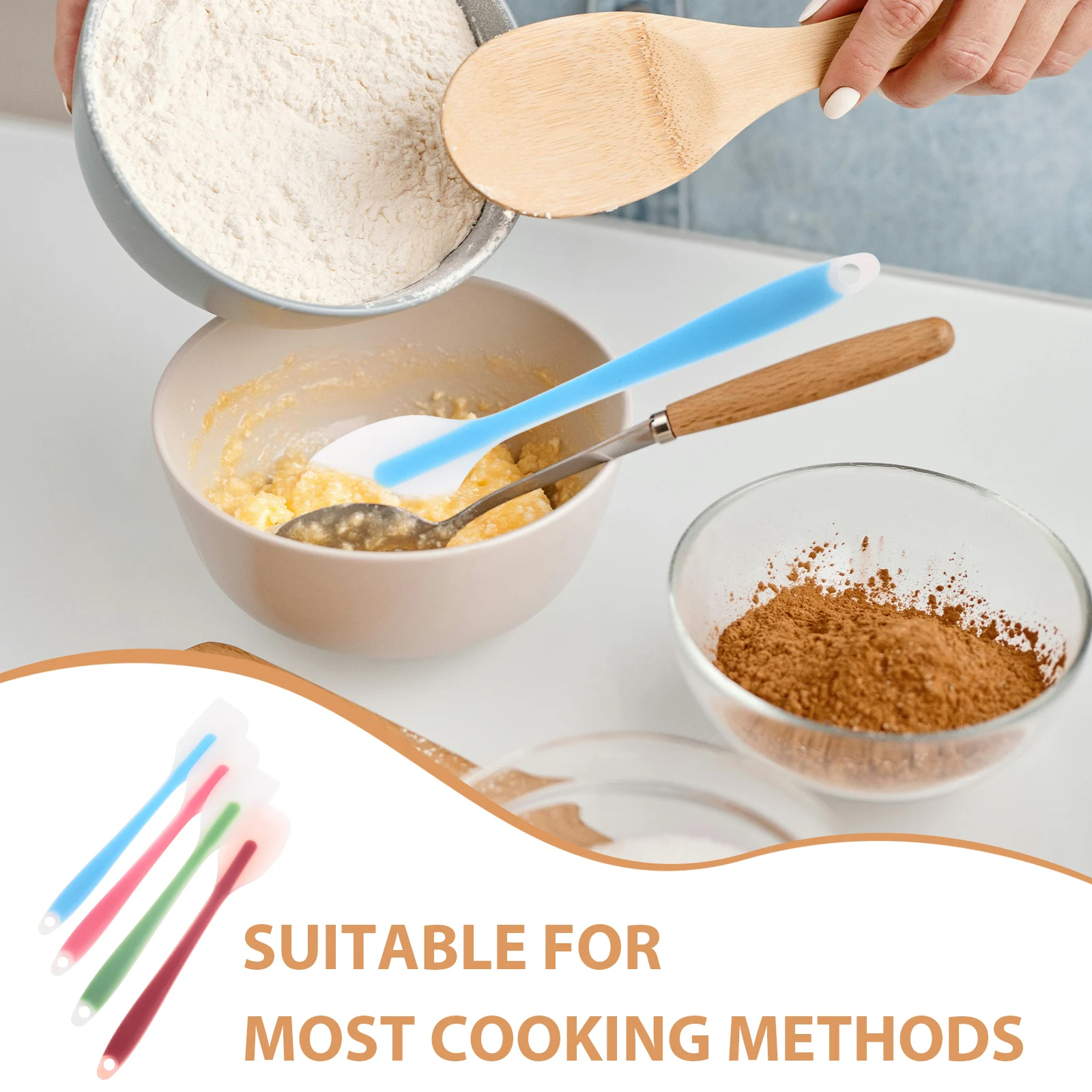 

4 Pcs Silicone Spatula Scraping Icing for Cakes Mixing Baking Jar Spatulas Kitchen Use Utensils Reusable Pot Cleaning