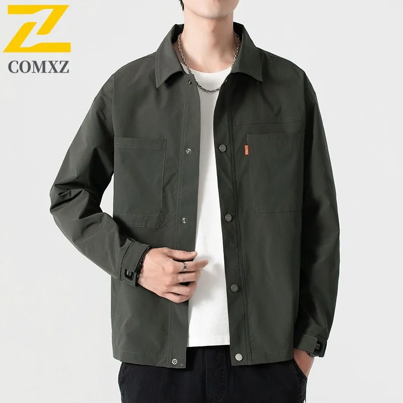 

Мужская куртка COMXZ, новая ветрозащитная водонепроницаемая куртка с воротником-стойкой, пальто большого размера для пеших прогулок, кемпинга, рыбалки, модная повседневная куртка 2025