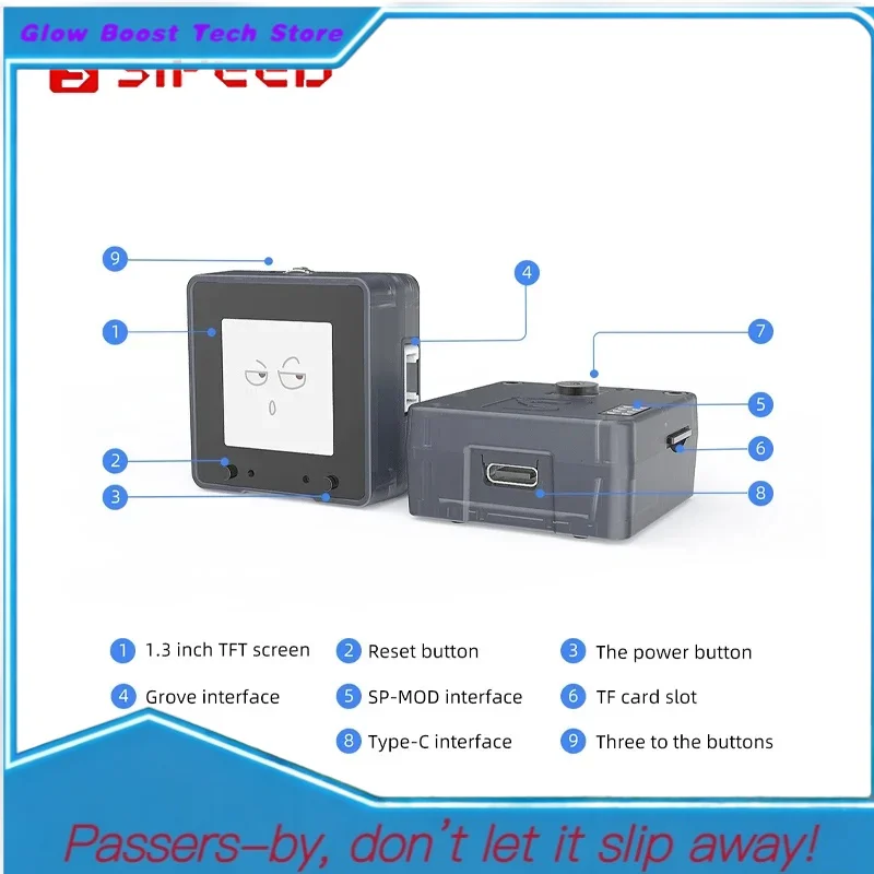 Glow Sipeed MaixCube K210 Maix Cube AI с 1,3-дюймовым ЖК-дисплеем Maixpy (MicroPython) + LOT Board Grove Interace, двойной Ront Rear