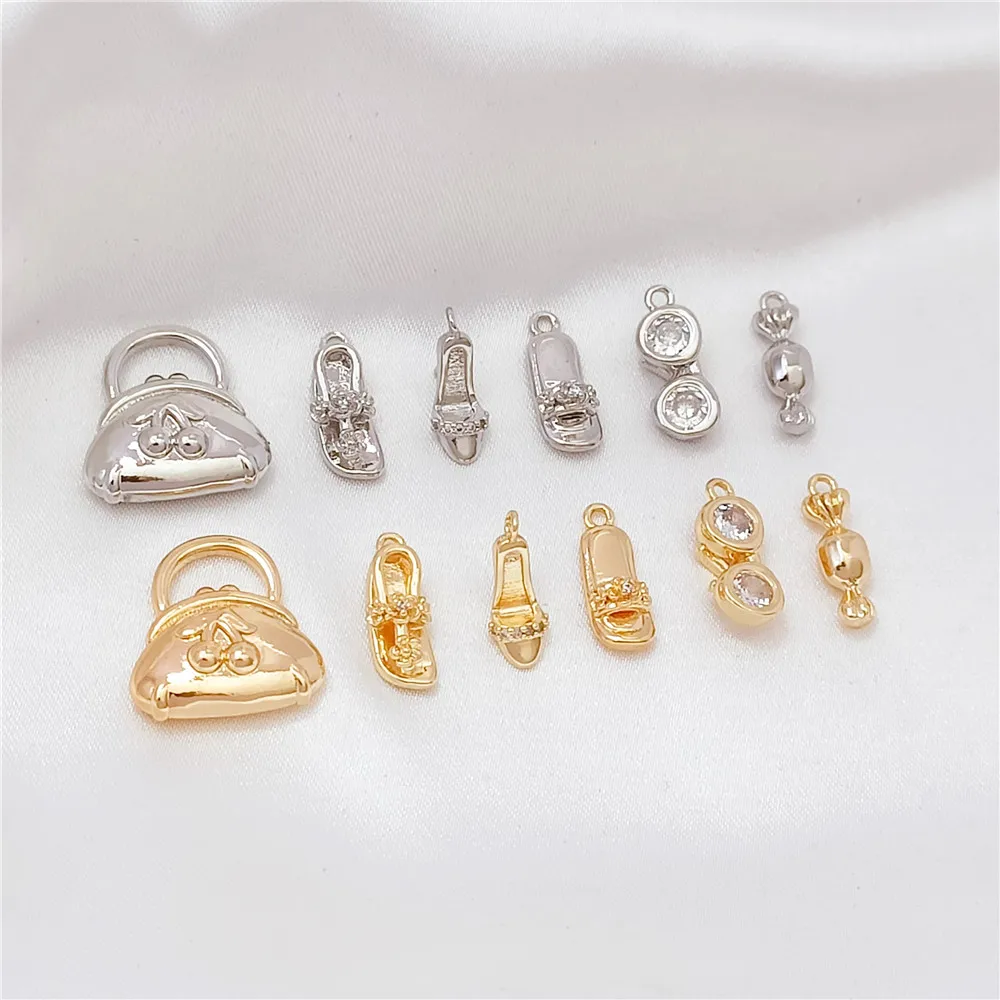 14k Gold-plated High Heels, Slippers, Wallets, Candies, Pendants, Diy Handmade Bracelets, Necklaces, Small Pendants