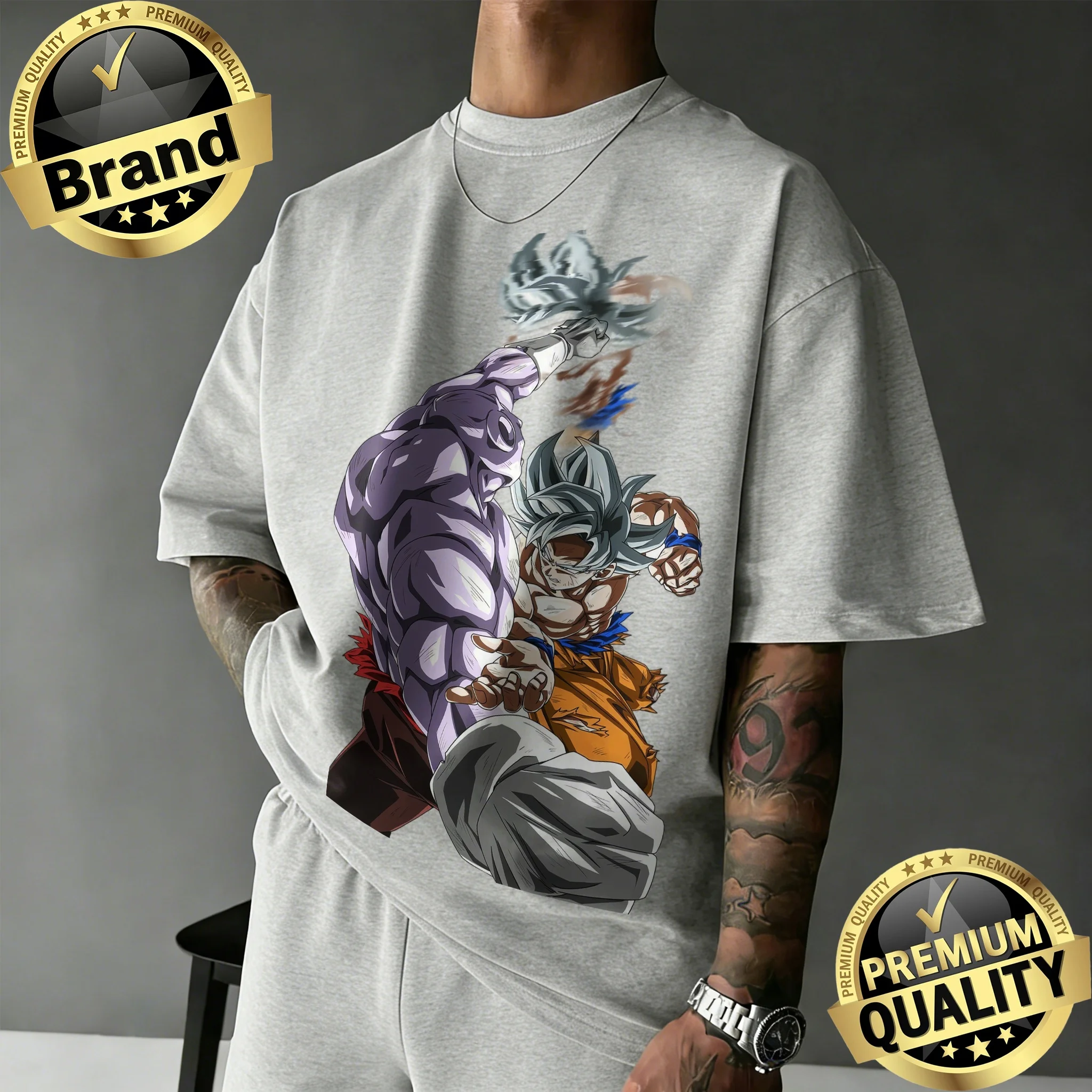 Camiseta Extra Grande de Algodón 100% con Licencia Oficial de Dragon Ball para Hombre y Niños, Verano 2026 | Camiseta con estampado retro de Goku Ultra Instinct Vs Gohan Beast