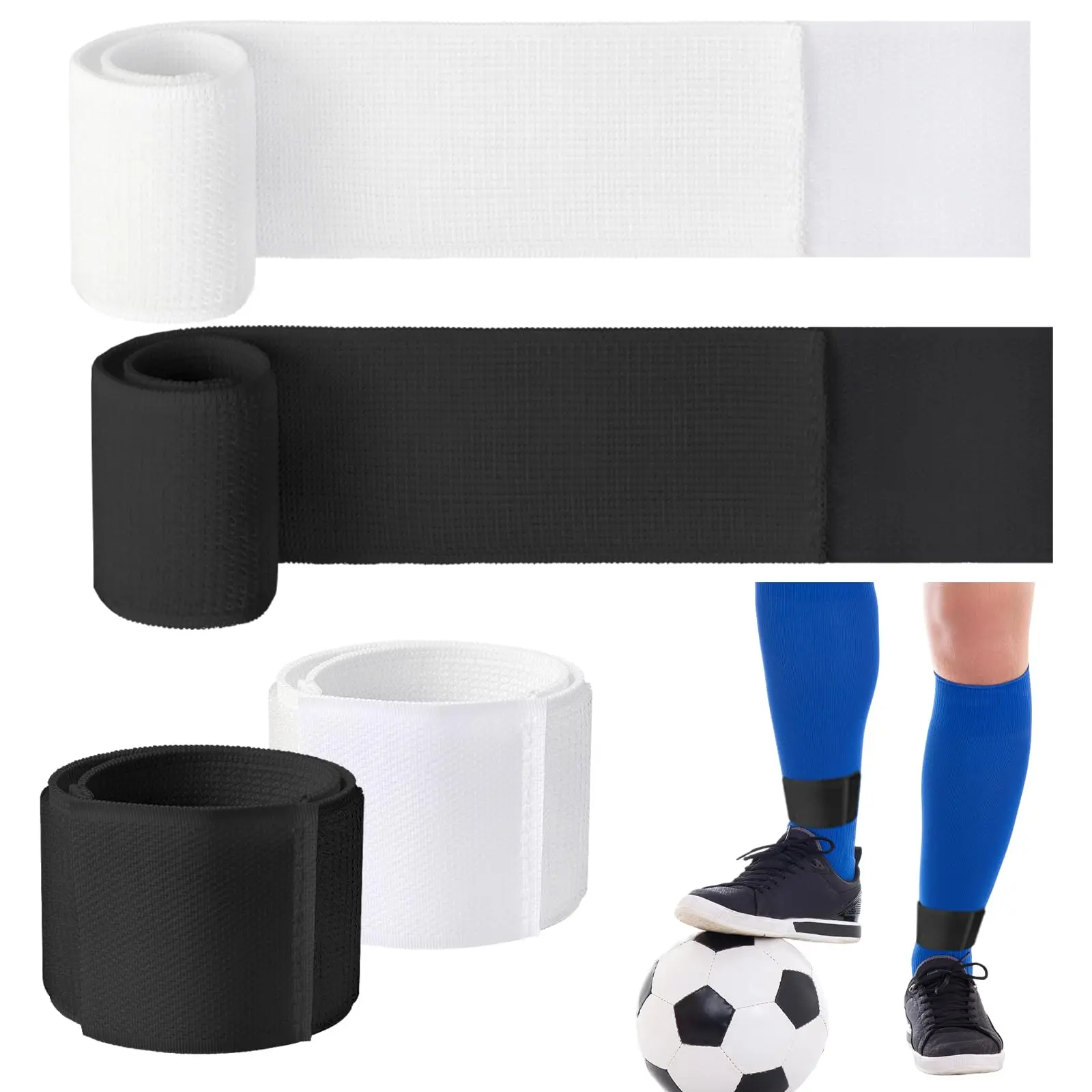 New Shin Guard Fixed Bandage Tape Soccer Shin Pads Elastic Sports Bandage Adjustable Ankle Support Strap Wraps Pants Leg Bands