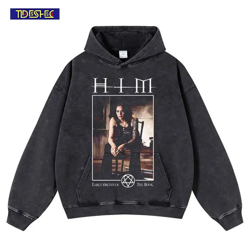 

Свободная толстовка с портретным принтом Harajuku 2025 года, уличная одежда в стиле хип-хоп, винтажная эластичная толстовка с капюшоном, большой потертый теплый пуловер