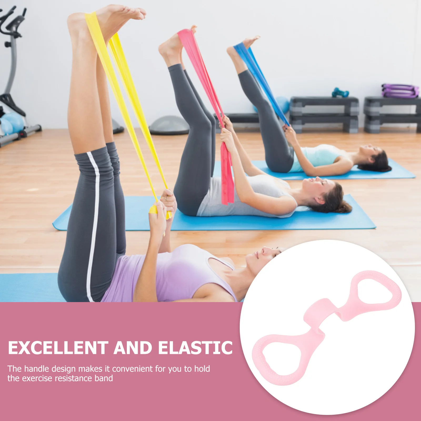 

Resistance Band with Handle Elastic Fitness Supplies Pink Tpe Safe Comfortable Durable for Yoga Fitness Strength Training