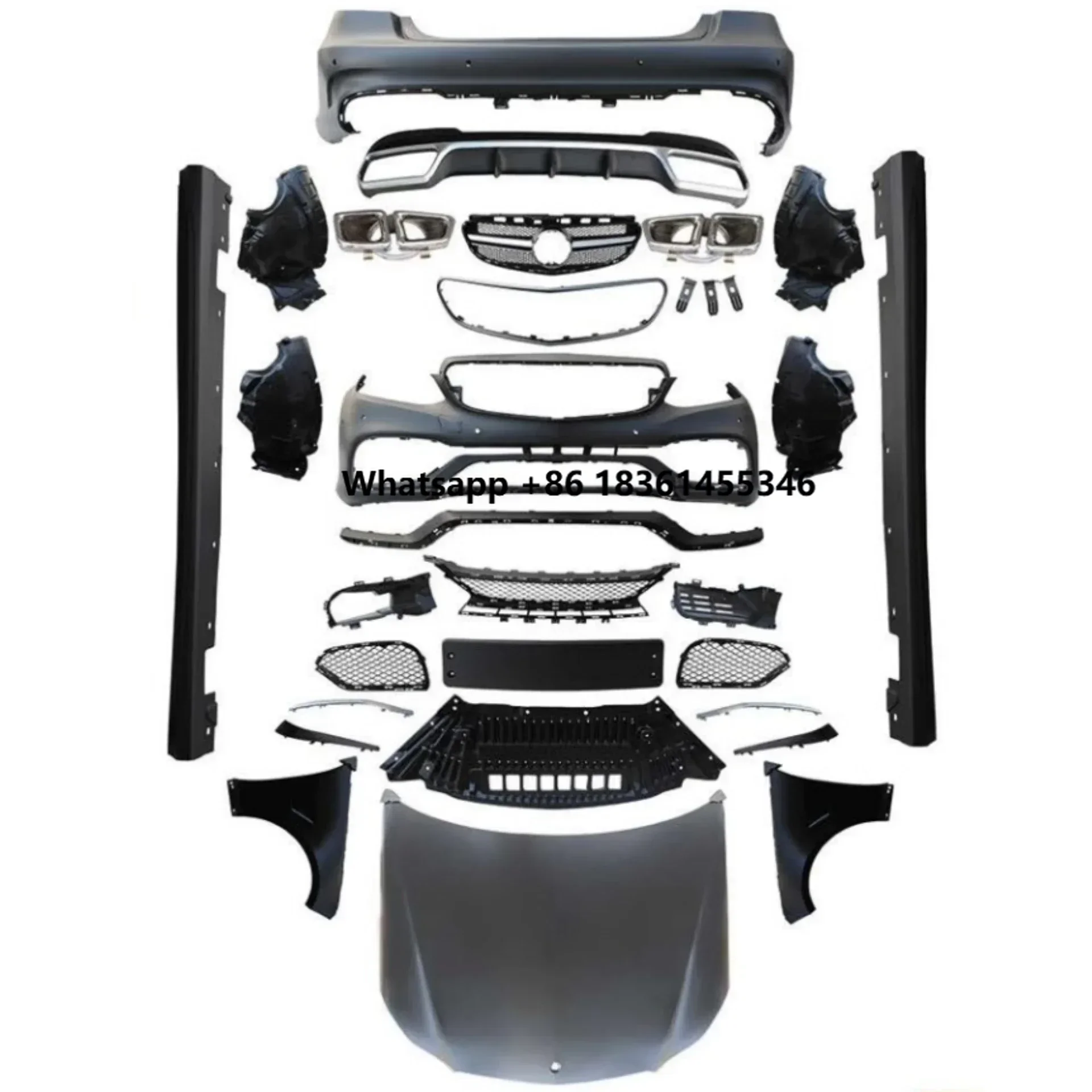 

For E-Class W212 08-14 Upgraded E63AMG Body Kit Front Rear Bumper Side Skirt Engine Hood Grille Fender Assembly