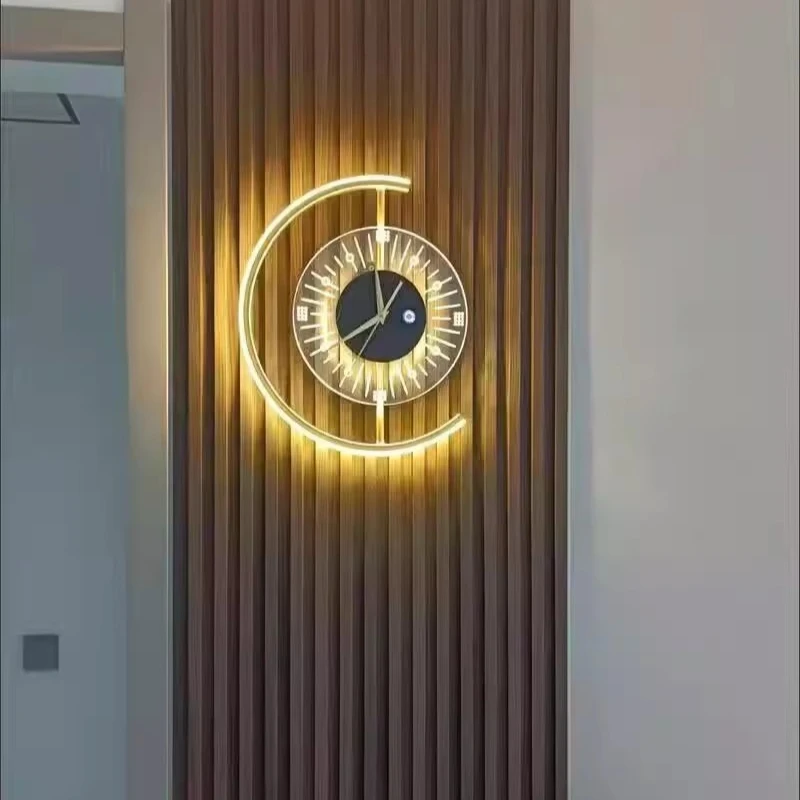 Nordic Clock Wall Lamp for Living Room Background Bedroom Headboard Modern Simple Internet Famous Decorative Lighting Fixtures