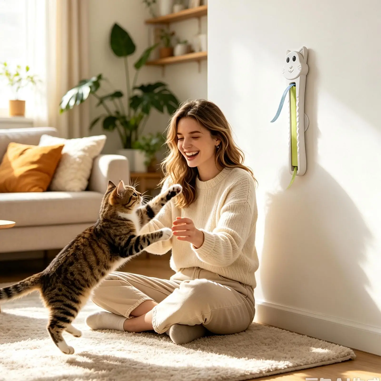 Automatic Cat Toys Wall Mounted Rechargeable Pet Play Supplies Interactive Electric Cat Teaser For Door Doorways Indoor Home