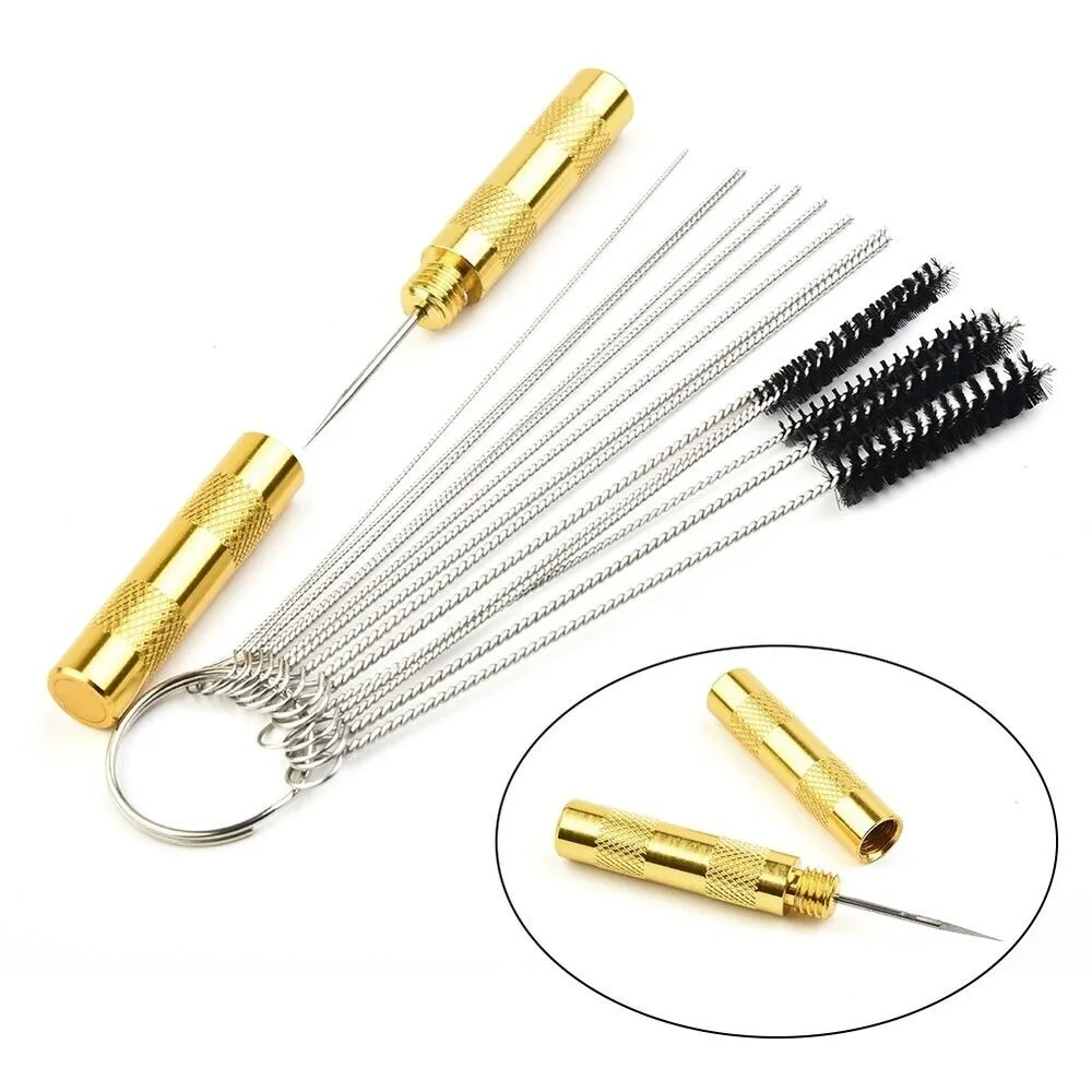 Airbrush Spray Gun Nozzle Cleaning Kit Needle & Brush Set Repair Tool Adjustment Water Stains Cleanup Tool