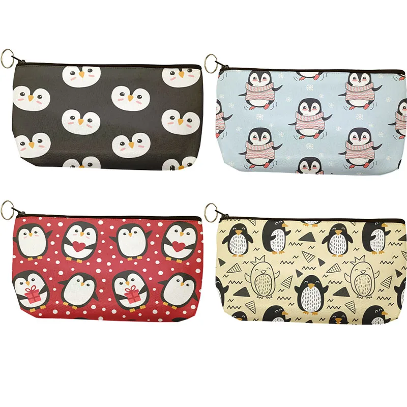 Cute Penguin Printed Girl's Cosmetics Bag Women's Lipstick Storage Coin Purse Makeup Bags With Zipper Organizer Boxes pouch