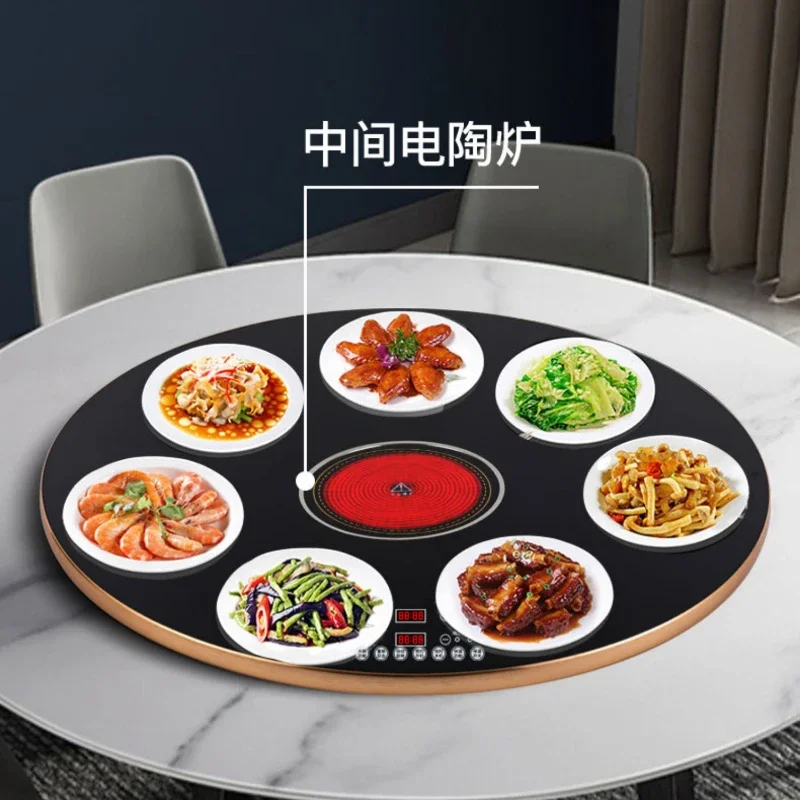 Dining Table Smart round Induction Cooker Food Insulation Board Hot Board with Hot Pot Electric Heating Dishes Warming Plate