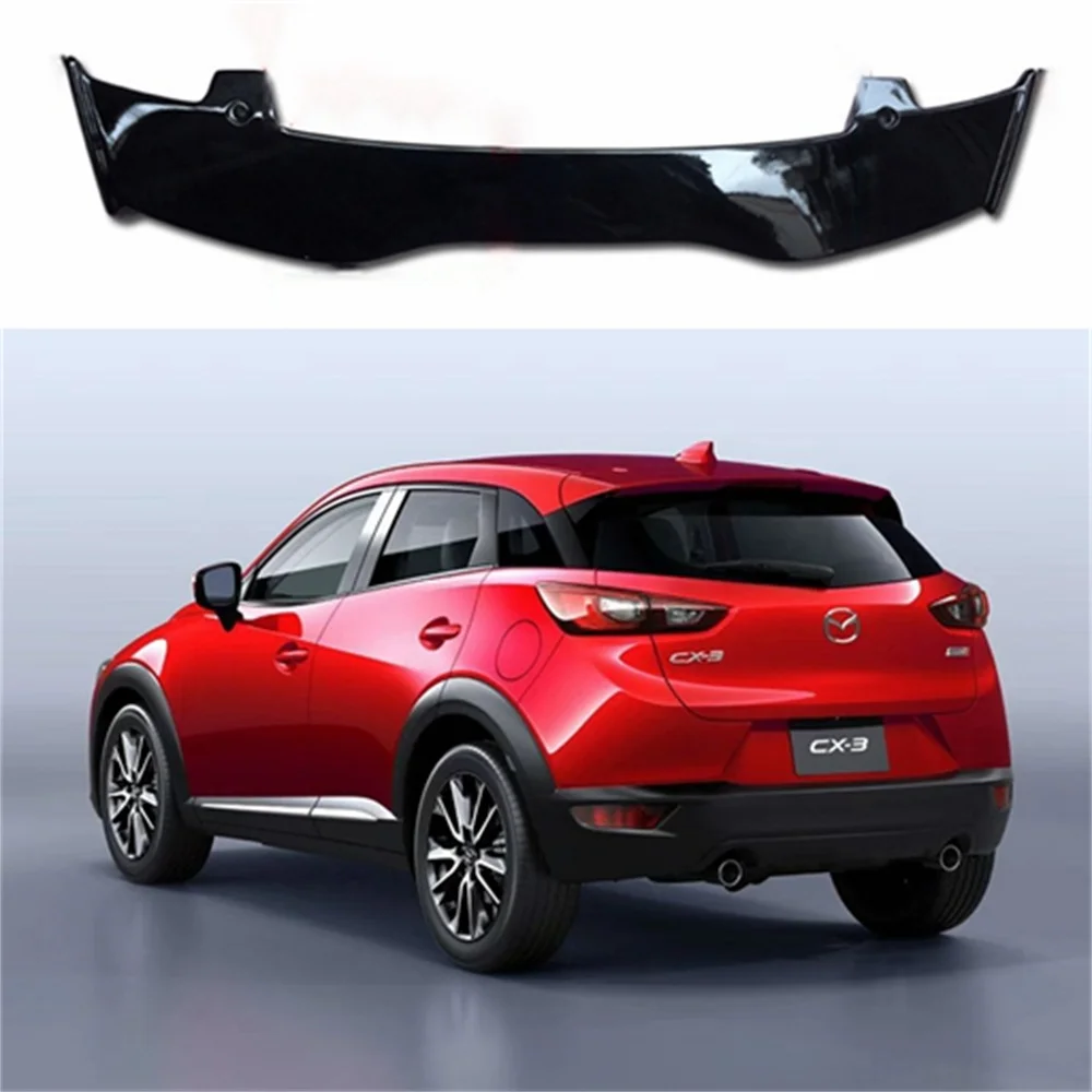 Use For Mazda CX-3 2014-2018 Spoiler ABS Plastic Carbon Fiber Look Hatchback Roof Rear Wing Body Kit Accessories