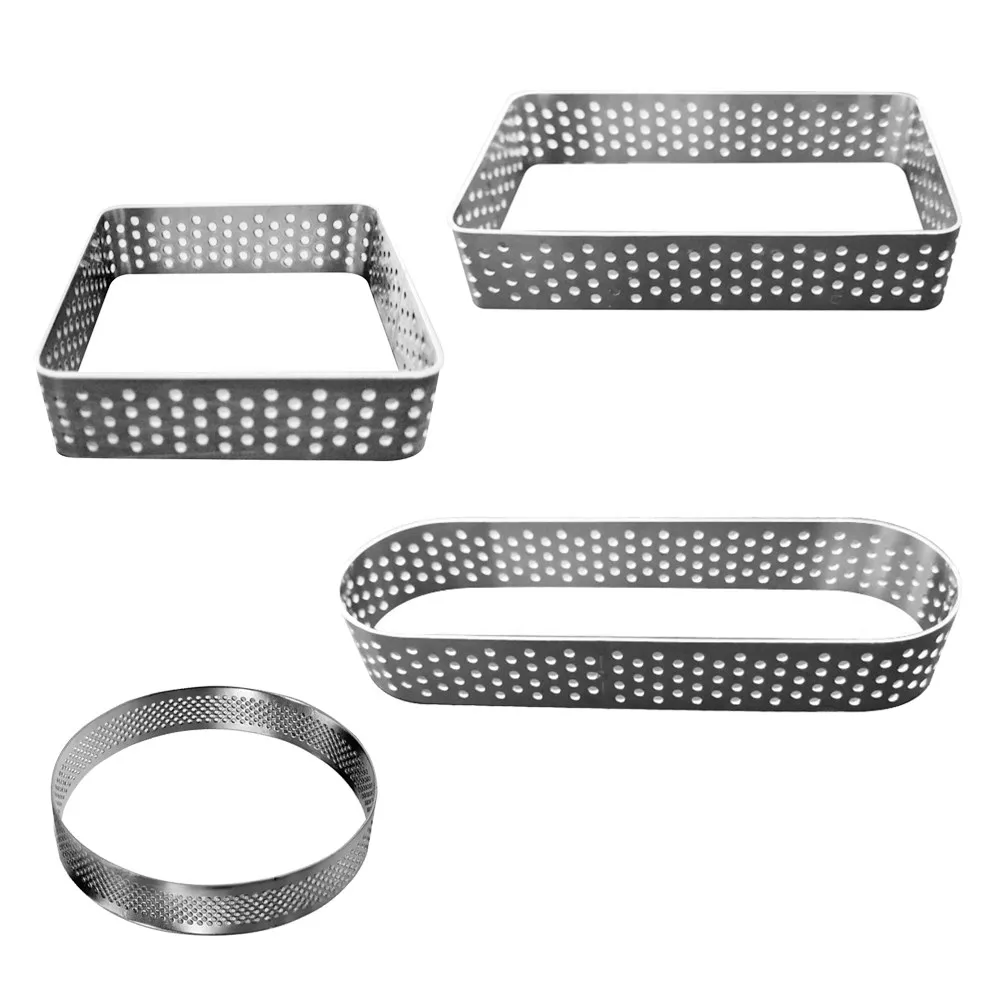 4Pcs Stainless Steel Mousse Ring Mold Set High Temp Corrosion Resistant Cake Tart Ring for Baking Pastry Dessert Making Non